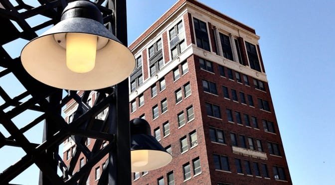 In Wichita, the streetside seating is illuminated very well