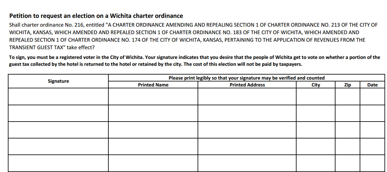 Wichita has examples of initiative and referendum
