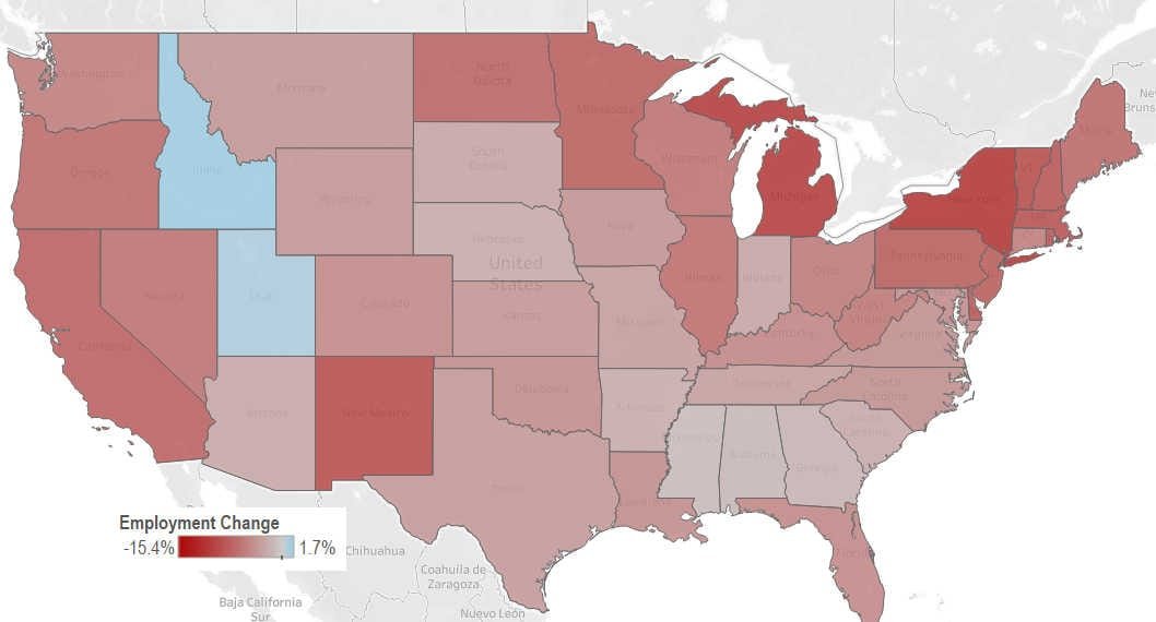 Effects of pandemic on employment in states