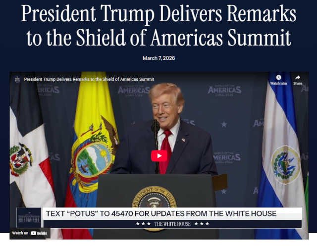 Trump Launches Americas Counter Cartel Coalition at Shield of the Americas Summit