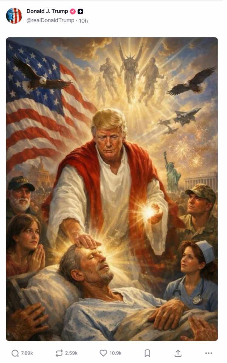 Trump as Jesus: A Visual Rhetoric and Psychological Analysis of the AI Messiah Image